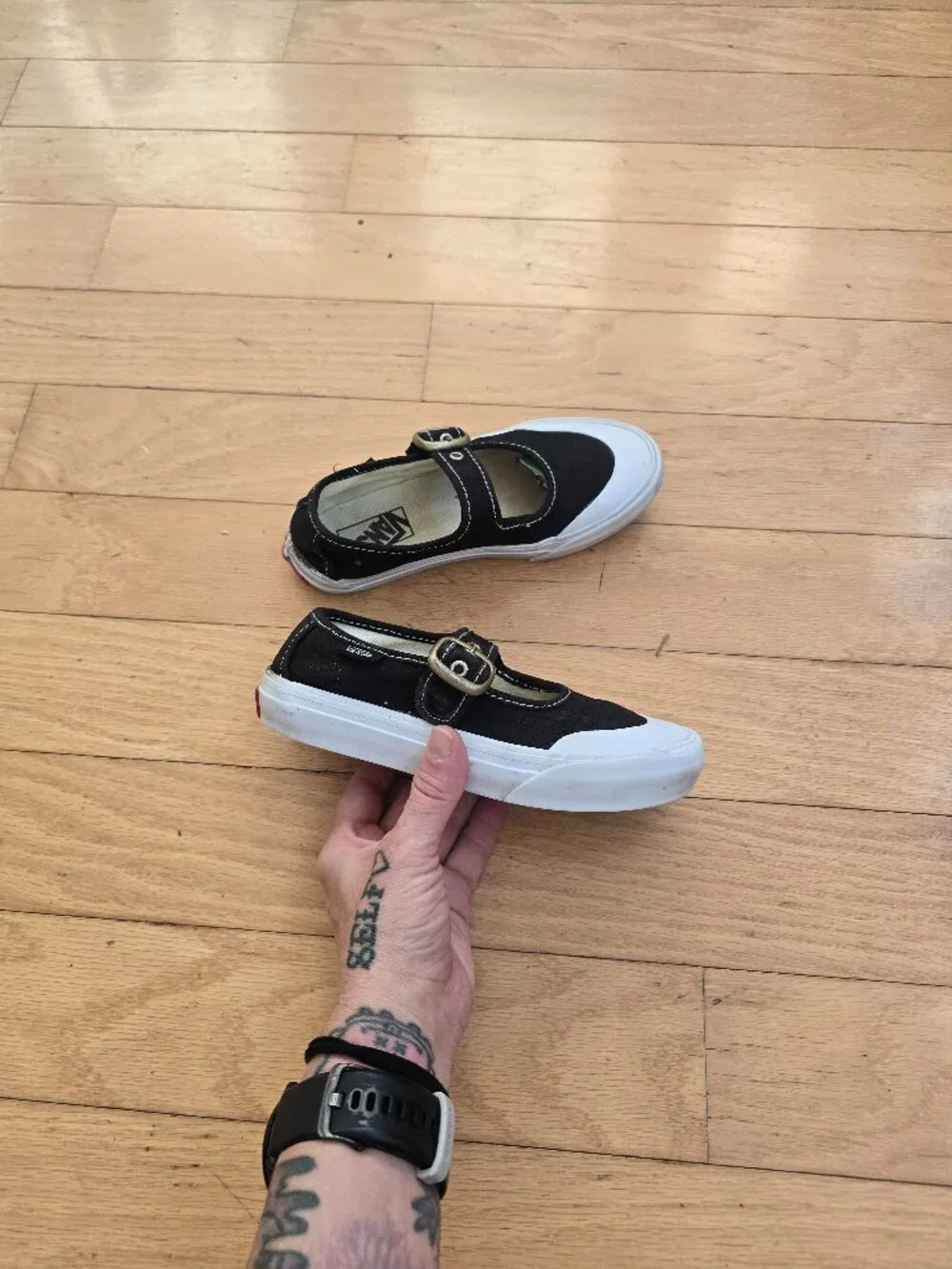 Vans | Style 93 Mary Jane Black Canvas Buckle Sneakerinas | Kids 12.5